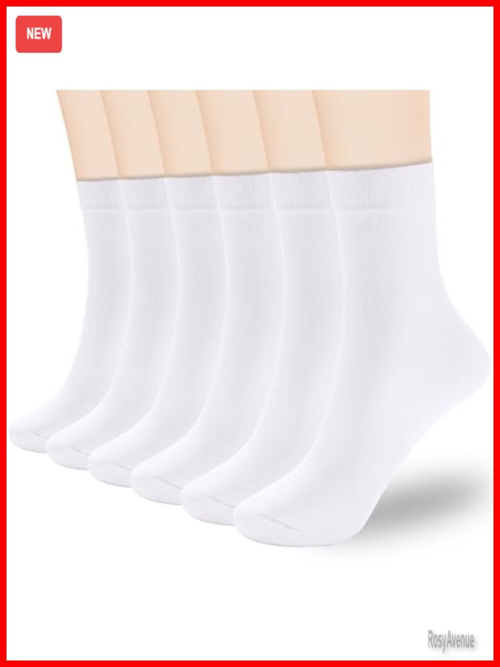 Women's Thin Cotton Above Ankle Crew Socks 6 Pairs Seamless Toe Calf Socks